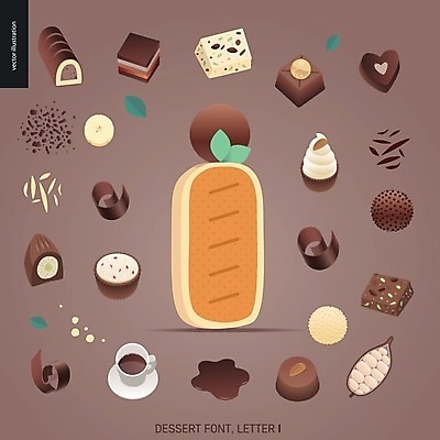 EPS 해외이미지 커피 잎 일러스트 사람없음 초콜릿 하트 달콤 컵케이크 머핀 I 롤케이크 화이트초콜릿 맛있는 해외202004 해외202105 해외일러스트 모양 식물 알파벳 음료 빵 디저트 케이크 맛 파일형식 벡터