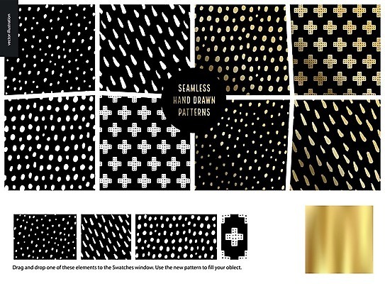 EPS 해외이미지 백그라운드 패턴 일러스트 추상 사람없음 검은색 물방울무늬 금색 손그림 십자모양 해외202004 해외202105 해외일러스트 모양 컬러 무늬 십자 파일형식 벡터