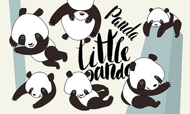 EPS 해외이미지 여러마리 일러스트 포유류 글자캘리그라피 사람없음 귀여움 판다 해외202004 해외202105 해외일러스트 동물 다수 컨셉 캘리그라피 곰 파일형식 벡터