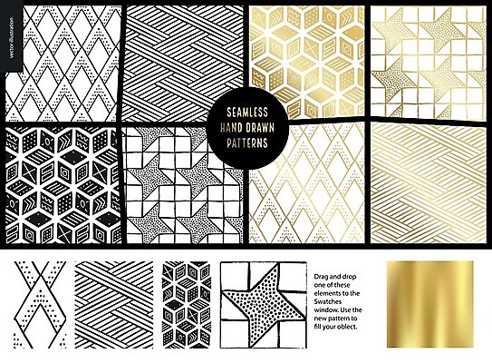 EPS 해외이미지 선 백그라운드 패턴 일러스트 추상 사람없음 검은색 금색 점 손그림 마름모 표창 젠탱글 해외202004 해외202105 해외일러스트 도형 무기 컬러 무늬 파일형식 벡터