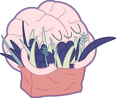 EPS 해외이미지 식물 캐릭터 일러스트 안기 사람없음 종이봉투 뇌 의학캐릭터 해외202004 해외202105 해외일러스트 일러캐릭터 모션 봉투 파일형식 벡터