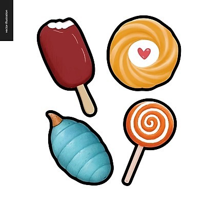 EPS 해외이미지 빵 일러스트 아이스크림 막대사탕 사람없음 쿠키 막대아이스크림 해외202004 해외202105 해외일러스트 음식 디저트 사탕 파일형식 벡터