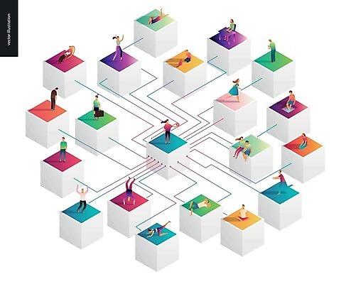 EPS 해외이미지 전신 여자 남자 인터넷 일러스트 여러명 성인 네트워크 연결 큐브 네트워킹 성인만 해외202004 해외202105 해외일러스트 다수 사람 파일형식 벡터