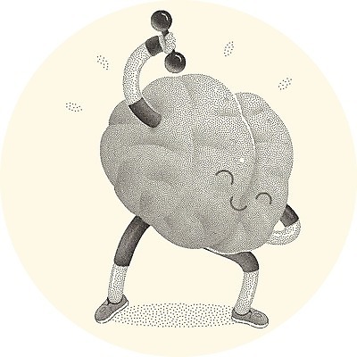 EPS 해외이미지 캐릭터 일러스트 들기 사람없음 운동 노란색 아령 회색 점 원형 뇌 의학캐릭터 해외202004 해외202105 해외일러스트 일러캐릭터 도형 컬러 모션 건강 파일형식 벡터