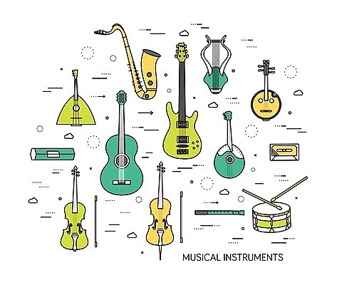 EPS 해외이미지 악기 일러스트 사람없음 기타 디스크 피아노 색소폰 바이올린 드럼 베이스 비올라 해외202004 해외202105 해외일러스트 음악 현악기 타악기 건반악기 질병 목관악기 파일형식 벡터 찰현악기