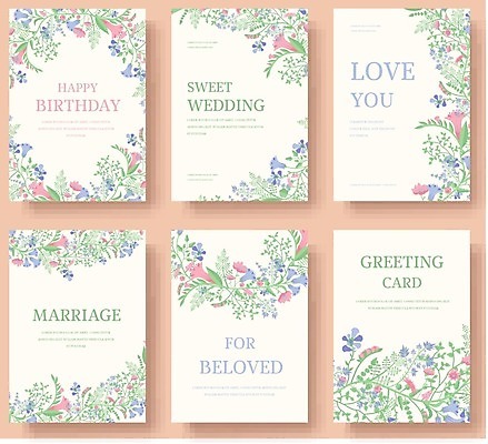 EPS 해외이미지 꽃 결혼 잎 일러스트 프레임 타이포그라피 사람없음 세트 봄 청첩장 초대장 프레임일러스트 해외202004 해외202105 해외일러스트 식물 문자 계절 카드_감사 이벤트 파일형식 벡터