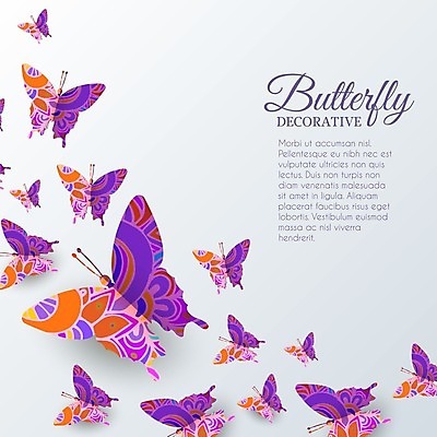 EPS 해외이미지 나비 여러마리 일러스트 사람없음 보라색 낭만 해외202004 해외202105 해외일러스트 컬러 다수 곤충 컨셉 파일형식 벡터