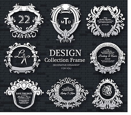 EPS 해외이미지 일러스트 프레임 사람없음 라벨 고급 바로크 바로크양식 해외202004 해외202105 해외일러스트 컨셉 파일형식 벡터