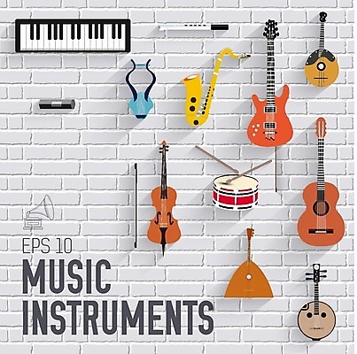 EPS 해외이미지 악기 일러스트 사람없음 기타 색소폰 바이올린 드럼 베이스 비올라 해외202004 해외202105 해외일러스트 음악 현악기 타악기 목관악기 파일형식 벡터 찰현악기