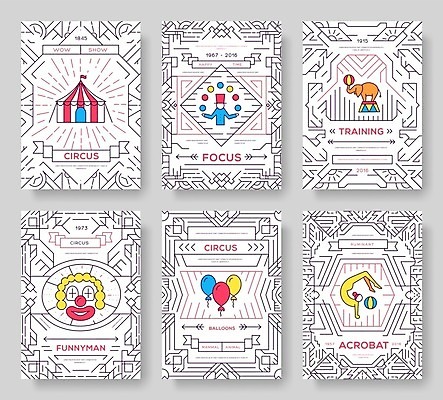 EPS 해외이미지 한마리 일러스트 공 코끼리 사람없음 세트 피에로 서커스 라인아트 초대장 풍선 곡예사 저글링 해외202004 해외202105 해외일러스트 직업 1 선 포유류 카드_감사 파일형식 벡터