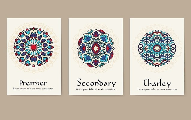 EPS 해외이미지 일러스트 프레임 사람없음 세트 빈티지 천 기하학 해외202004 해외202105 해외일러스트 카드프레임 컨셉 무늬 직물 파일형식 벡터