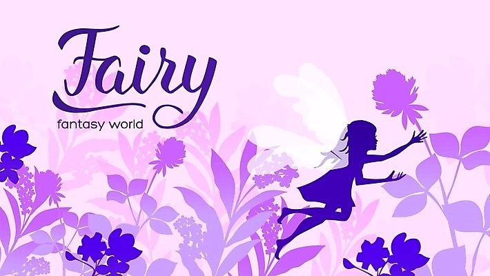 EPS 해외이미지 꽃 실루엣 백그라운드 일러스트 동화 요정 사람없음 보라색 해외202004 해외202105 동심 해외일러스트 식물 컬러 촬영기법 파일형식 벡터