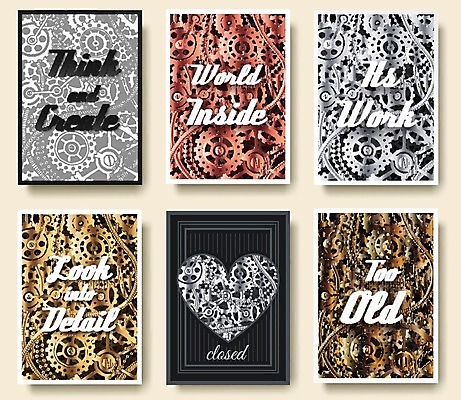 EPS 해외이미지 산업 일러스트 사람없음 세트 금속 하트 톱니바퀴 해외202004 해외202105 해외일러스트 모양 재질 파일형식 벡터