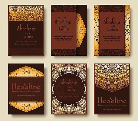 EPS 해외이미지 일러스트 사람없음 세트 갈색 만다라 아라베스크 정교 해외202004 해외202105 해외일러스트 컬러 파일형식 벡터