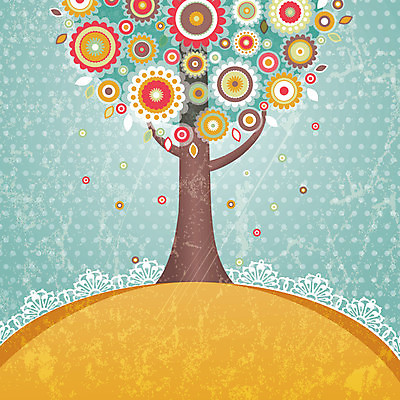 EPS 해외이미지 나무 꽃잎 꽃 실루엣 잎 일러스트 사람없음 봄 벚꽃 원형 숲 국경 해외202004 해외202105 해외일러스트 도형 식물 계절 촬영기법 파일형식 벡터