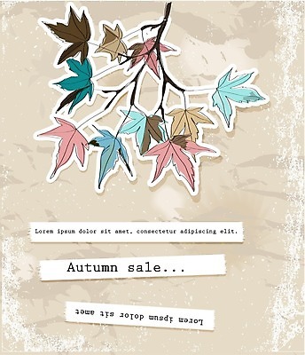 EPS 해외이미지 영어 단풍 일러스트 사람없음 가을 나뭇가지 빈티지 해외202004 해외202105 해외일러스트 나무 문자 계절 컨셉 잎 파일형식 벡터