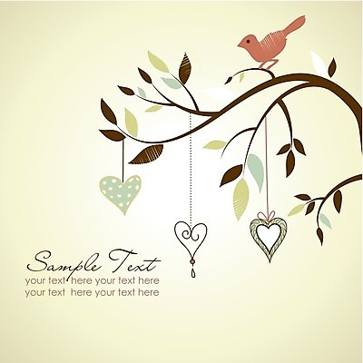 EPS 해외이미지 나무 한마리 일러스트 조류 나뭇잎 사람없음 장식 나뭇가지 하트 해외202004 해외202105 해외일러스트 모양 식물 동물 1 잎 파일형식 벡터