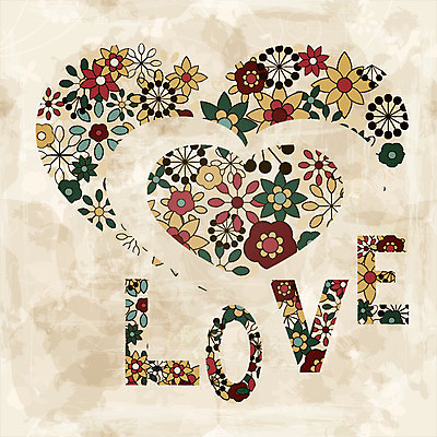 EPS 해외이미지 영어 꽃 꽃무늬 일러스트 사랑 사람없음 하트 빈티지 해외202004 해외202105 해외일러스트 모양 식물 문자 감정 컨셉 무늬 파일형식 벡터