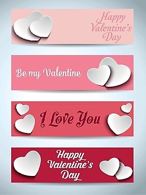 EPS 해외이미지 배너 가로배너 분홍색 일러스트 사랑 타이포그라피 사람없음 빨간색 하트 배너세트 해외202004 해외202105 해외일러스트 모양 문자 감정 컬러 가로 세트 파일형식 벡터