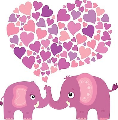 EPS 해외이미지 커플 동물캐릭터 두마리 일러스트 코끼리 사랑 사람없음 보라색 하트 해외202004 해외202105 해외일러스트 일러캐릭터 모양 동물 캐릭터 감정 컬러 2 포유류 관계 파일형식 벡터