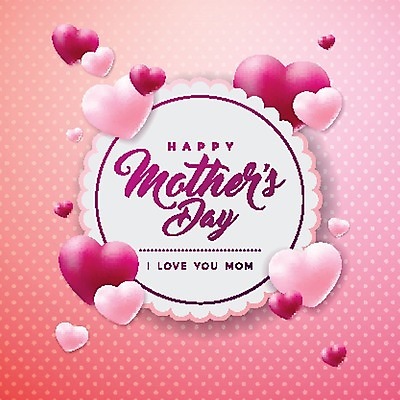 EPS 해외이미지 분홍색 일러스트 사랑 타이포그라피 사람없음 물방울무늬 하트 원형 어머니의날 해외202004 해외202105 해외일러스트 모양 도형 문자 기념일 감정 컬러 무늬 미국문화 파일형식 벡터