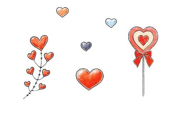 EPS 해외이미지 리본 일러스트 막대사탕 사랑 사람없음 하트 손그림 해외202004 해외202105 해외일러스트 모양 감정 사탕 파일형식 벡터