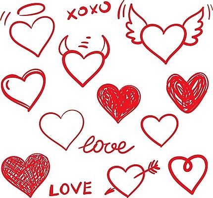 EPS 해외이미지 일러스트 화살 뿔 사랑 사람없음 빨간색 하트 고리 손그림 해외202004 해외202105 해외일러스트 모양 감정 컬러 파일형식 벡터