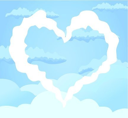 EPS 해외이미지 구름 하늘색 일러스트 하늘 사랑 사람없음 하트 해외202004 해외202105 해외일러스트 자연요소 모양 감정 파란색 파일형식 벡터