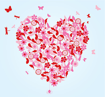 EPS 해외이미지 꽃 분홍색 나비 일러스트 사랑 사람없음 하트 잠자리 거미 해외202004 해외202105 해외일러스트 모양 식물 감정 컬러 곤충 파일형식 벡터