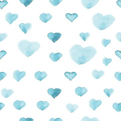 EPS 해외이미지 하늘색 패턴 일러스트 수채화 사람없음 패턴백그라운드 하트 해외202004 해외202105 해외일러스트 모양 백그라운드 무늬 파란색 파일형식 벡터