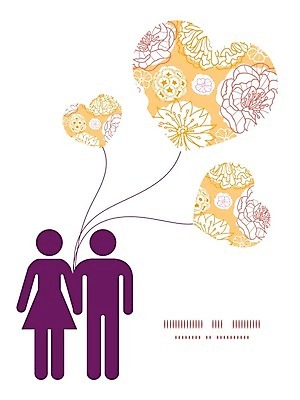 EPS 해외이미지 커플 꽃무늬 일러스트 사람모양 사랑 사람없음 노란색 보라색 하트 하트풍선 해외202004 해외202105 해외일러스트 모양 꽃 감정 컬러 무늬 관계 풍선 파일형식 벡터