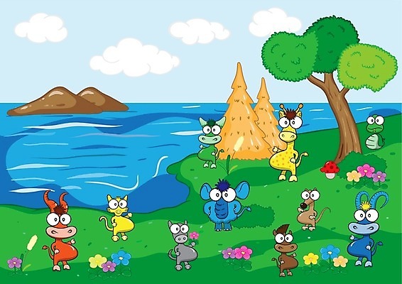 EPS 해외이미지 캐릭터 꽃 일러스트 곰 사슴 코끼리 산 사람없음 강 고양이 개 몬스터 해외202004 해외202105 해외일러스트 일러캐릭터 식물 동물 포유류 반려동물 파일형식 벡터