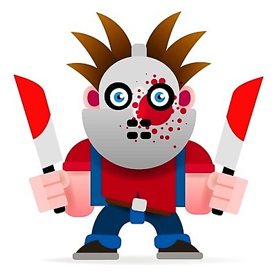 EPS 해외이미지 캐릭터 실루엣 일러스트 가면 웃음 사람없음 광대 폭력 범죄 칼 몬스터 조커 해외202004 해외202105 해외일러스트 일러캐릭터 촬영기법 표정 사회이슈 파일형식 벡터