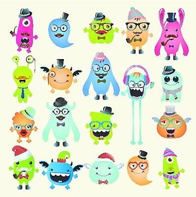 EPS 해외이미지 캐릭터 안경 일러스트 수염 사람없음 외계인 유령 몬스터 해외202004 해외202105 해외일러스트 일러캐릭터 잡화 미확인물체 파일형식 벡터