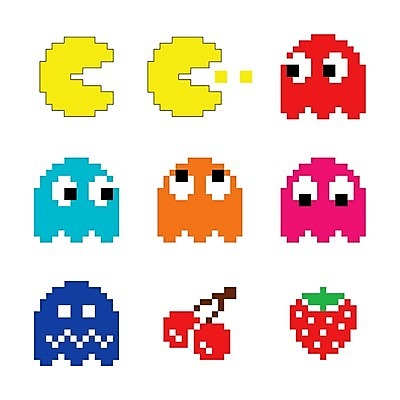 EPS 해외이미지 캐릭터 일러스트 딸기 사람없음 외계인 체리 클래식 유령 몬스터 적 픽셀 해외202004 해외202105 해외일러스트 일러캐릭터 컨셉 과일 미확인물체 파일형식 벡터