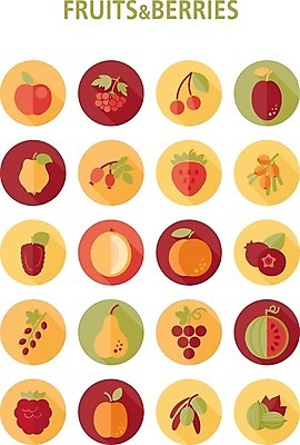 EPS 해외이미지 열매 잎 일러스트 딸기 포도 수박 사람없음 검은색 나뭇가지 체리 사과 멜론 심볼 올리브 블루베리 산딸기 복숭아 석류 자두 블랙베리 건포도 구스베리 살구 해외202004 해외202105 해외일러스트 나무 식물 컬러 과일 건과일 파일형식 벡터