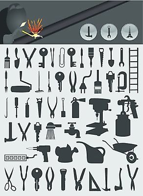 EPS 해외이미지 인터넷 일러스트 사다리 열쇠 화살 미술 미소 사람없음 컴퓨터 물뿌리개 공구 붓 망치 삽 기중기 도끼 샤워실 송곳 용접 용접공 해외202004 해외202105 해외일러스트 직업 문화예술 표정 전자제품 도구 중장비 샤워시설 파일형식 벡터