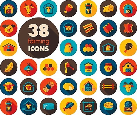 EPS 해외이미지 음식 농업 일러스트 염소 치즈 육류 돼지고기 어류 사람없음 세트 농장 계란 닭고기 가축 소고기 우유 닭 양 돼지 소 털실 농부 가죽 심볼 깃털 베이컨 꿀 통조림 양고기 수탉 벌집 암탉 양봉 해외202004 해외202105 해외일러스트 동물 직업 산업 식재료 포유류 조류 유제품 알 수중동물 실 암컷 수컷 파일형식 벡터