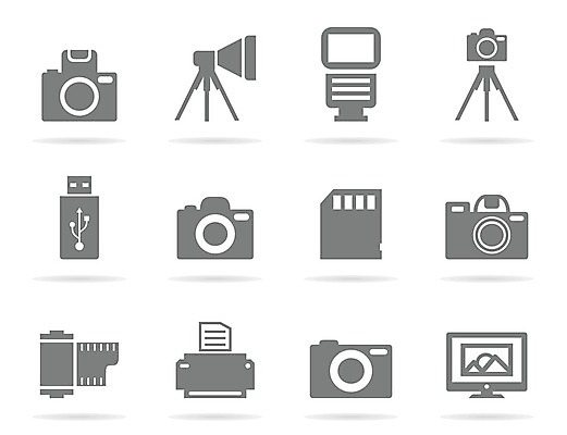 EPS 해외이미지 일러스트 사람없음 카메라 모니터 인쇄기 USB 사진필름 삼각대 칩셋 해외202004 해외202105 해외일러스트 전자제품 컴퓨터 필름 파일형식 벡터