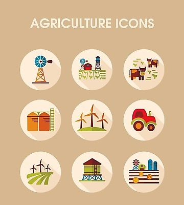 EPS 해외이미지 밭 농업 일러스트 사람없음 농장 풍차 소 건초더미 농부 트랙터 펌프 밭일 사일로 해외202004 해외202105 해외일러스트 직업 산업 포유류 건초 농기계 특수차량 파일형식 벡터 더미