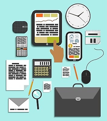 EPS 해외이미지 시계 서류가방 일러스트 돋보기 사람없음 스마트폰 태블릿 연필 터치 계산기 메모지 마우스 지갑 문서 손모양 해외202004 해외202105 해외일러스트 모양 가방 문구용품 학용품 전자제품 핸드폰 스마트기기 필기구 컴퓨터용품 사무용품 장비 파일형식 벡터 손_신체부위