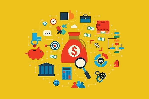 EPS 해외이미지 디자인 돈 서류가방 일러스트 사람없음 인포그래픽 계산기 절약 플랫 목표 투자 가치 온라인 회계 경영 세금 예산 해외202004 해외202105 해외일러스트 컨셉 가방 비즈니스 문구용품 경제 장비 재산 파일형식 벡터