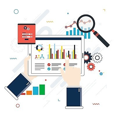 EPS 해외이미지 손 일러스트 비즈니스 돋보기 그래프 들기 신체부위 태블릿 터치 톱니바퀴 해외202004 해외202105 해외일러스트 모션 사람 전자제품 스마트기기 파일형식 벡터