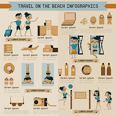 EPS 해외이미지 여자 남자 여행 일러스트 휴가 등대 사람 여러명 성인 해변 태양 갈색 인포그래픽 정보 칵테일 성인만 해외202004 해외202105 해외일러스트 자연요소 바다 컬러 다수 주류 파일형식 벡터