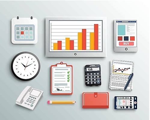 EPS 해외이미지 디자인 일러스트 탁자 모바일 직장 사람없음 노트북 펜 디지털 인포그래픽 정보 업무 플랫 책상 오브젝트 네비게이션 경영 해외202004 해외202105 해외일러스트 가구 회사 비즈니스 전자제품 필기구 작업 파일형식 벡터