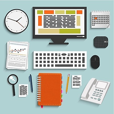 EPS 해외이미지 시계 일러스트 돋보기 그래프 사람없음 연필 볼펜 모니터 다이어리 달력 키보드 마우스 지갑 전화기 문서 스프링노트 해외202004 해외202105 해외일러스트 학용품 컴퓨터 필기구 펜 컴퓨터용품 사무용품 공책 파일형식 벡터
