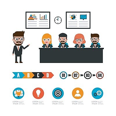 EPS 해외이미지 전신 여자 남자 시계 일러스트 회의 그래프 서기 정장 여러명 상반신 성인 인포그래픽 비즈니스맨 비즈니스우먼 책상 목차 성인만 해외202004 해외202105 해외일러스트 옷 가구 다수 비즈니스 모션 사람 직장인 파일형식 벡터