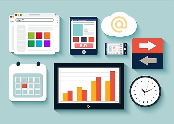 EPS 해외이미지 화살표 시계 일러스트 비즈니스 그래프 사람없음 스마트폰 태블릿 달력 이메일 인터넷창 해외202004 해외202105 해외일러스트 인터넷 전자제품 핸드폰 스마트기기 파일형식 벡터