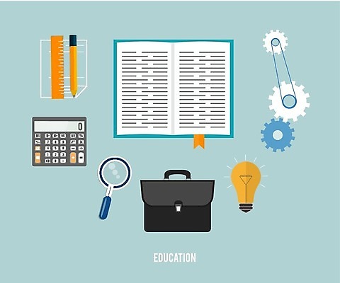 EPS 해외이미지 서류가방 일러스트 비즈니스 전구 돋보기 자 사람없음 책 연필 계산기 톱니바퀴 해외202004 해외202105 해외일러스트 가방 문구용품 학용품 필기구 장비 파일형식 벡터