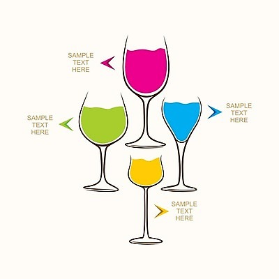 EPS 해외이미지 음료 분홍색 와인잔 일러스트 사람없음 노란색 와인 인포그래픽 칵테일 샴페인 해외202004 해외202105 해외일러스트 컬러 술잔 주류 파일형식 벡터
